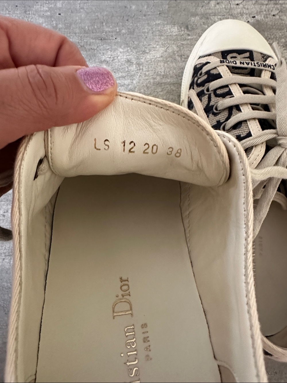 Dior Walk’N’Dior Navy & Cream Oblique Embroidered Logo Low-Top Sneakers Size 38 - Picture 6 of 12